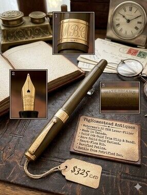 Antique 1909 Waterman 52 Fountain Pen | Solid 14k Gold Trim | 14k Canada Nib